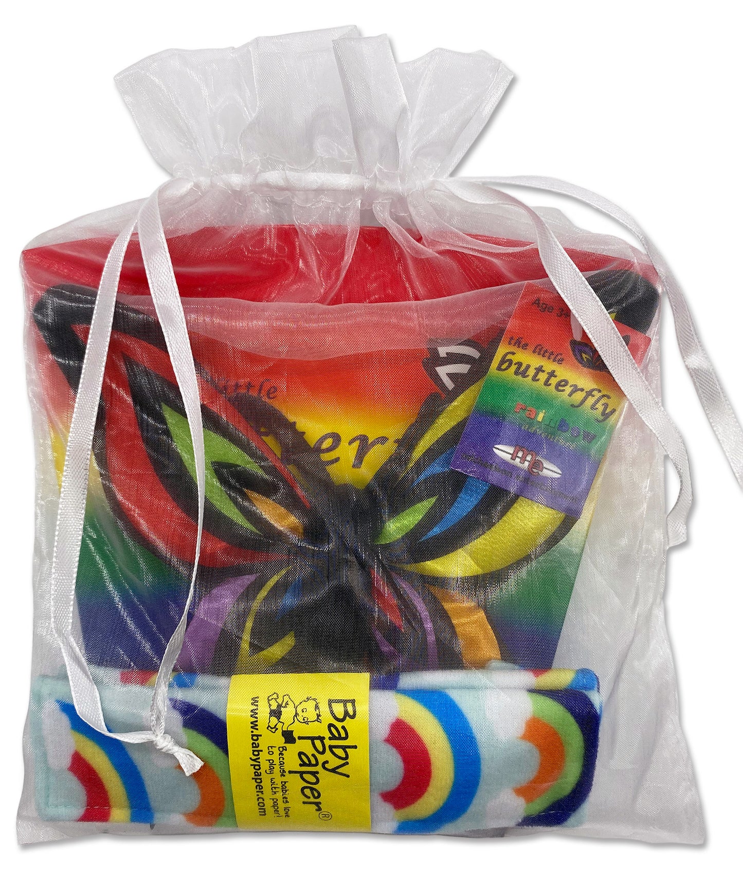 Butterfly Book, Plush & Rainbow Baby Paper Gift Set
